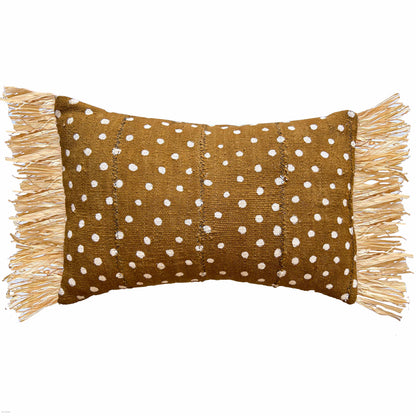 TURMERIC Farani Mudcloth Fringe Pillow